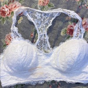 Large White lace padded bralette